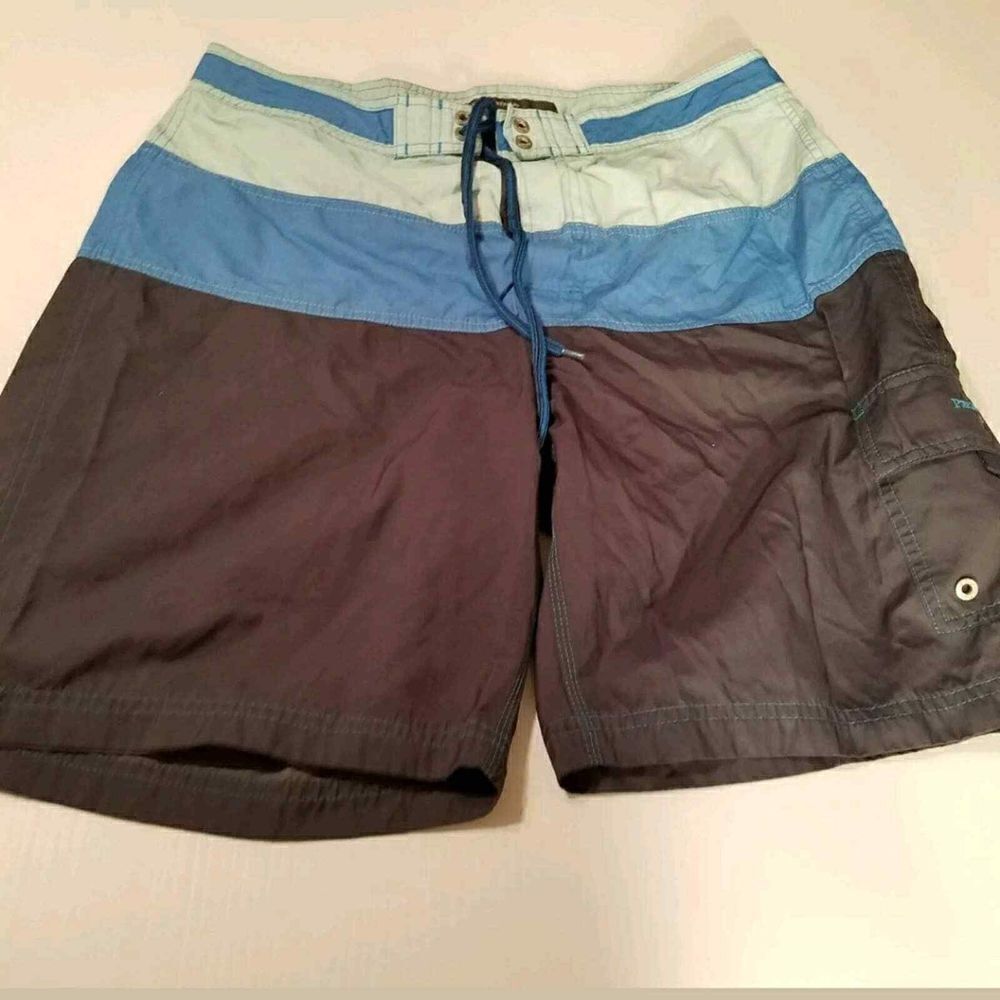 Perry Ellis Portfolio Swim Trunks size 34 Blue Color Block - Picture 2 of 6